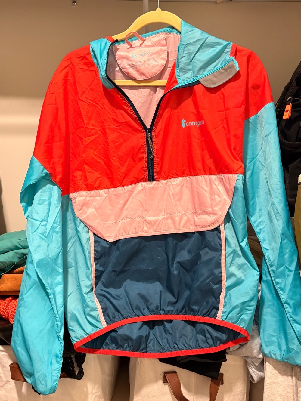 cotopaxi Kids Colorblock Rain Pullover Jacket - Turquoise/Red/Pink/Navy